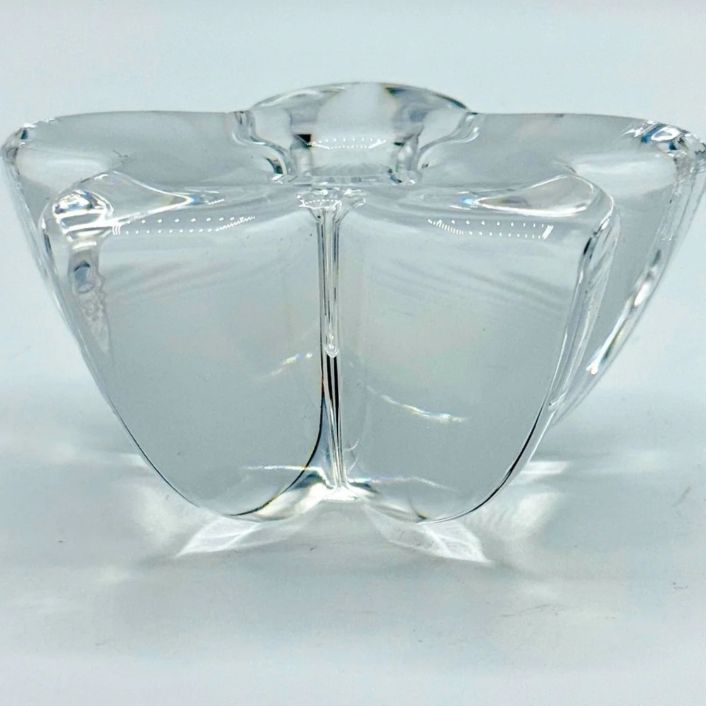 Orrefors Flower‎ Petal Standard Taper Candle Holder Vintage Crystal Sweden